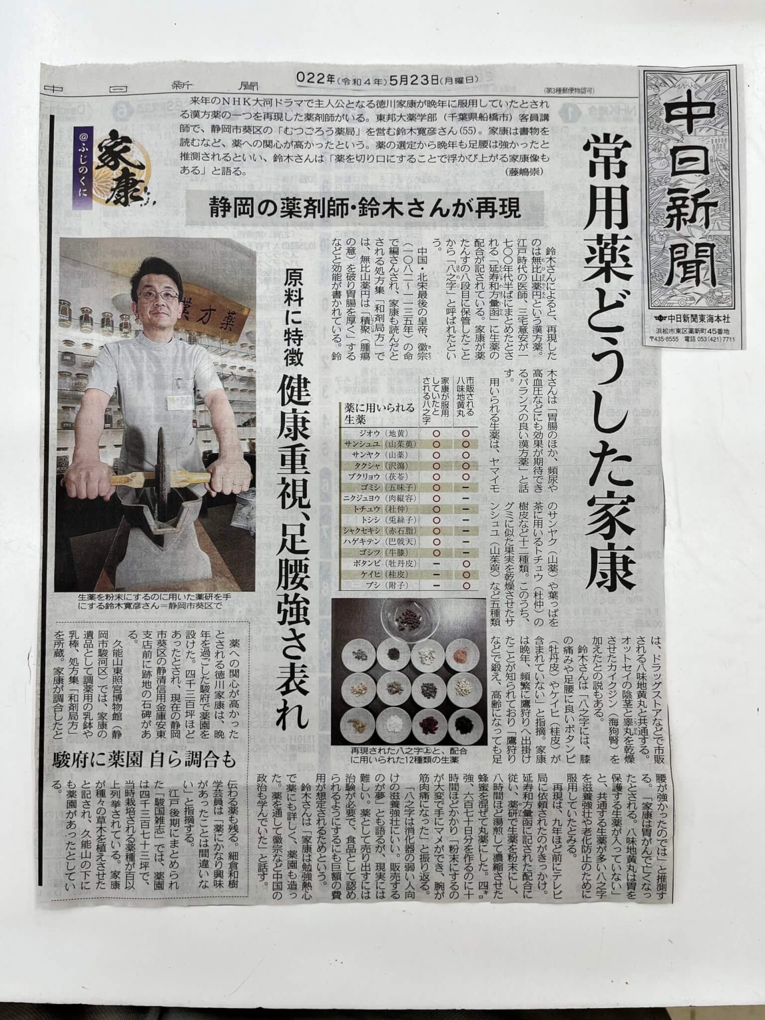 5/23　中日新聞に取材を頂きました。